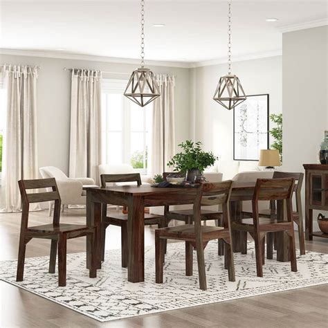 Modern Rustic Sierra Solid Wood 72" Dining Table & Chair Set