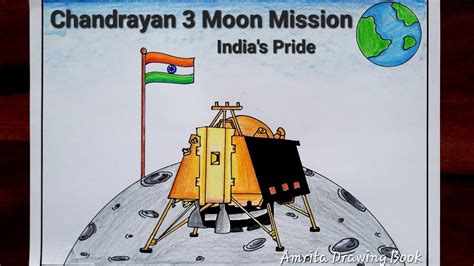 Vikram Lander Drawing | ISRO, Chandrayaan 3 Moon Mission Drawing Easy | India on the moon poster ...