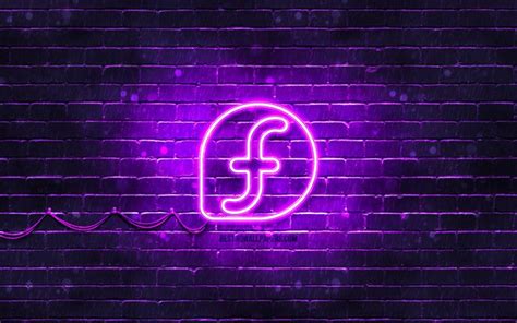 Download wallpapers Fedora violet logo, 4k, violet brickwall, Linux ...