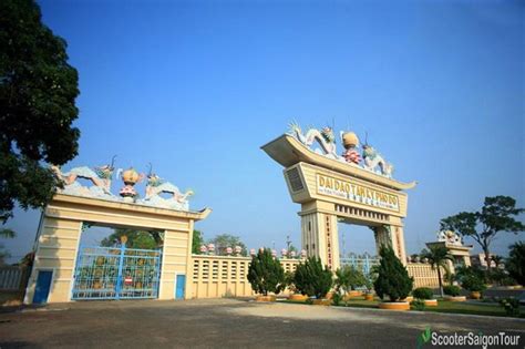 main gate of Tay Ninh Cao Dai temple - Scooter Saigon Tours