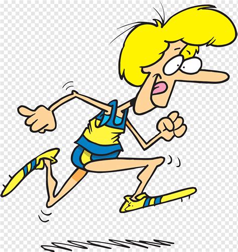 Running Cartoon Track & Field Woman, Track, hand, people, running png | PNGWing