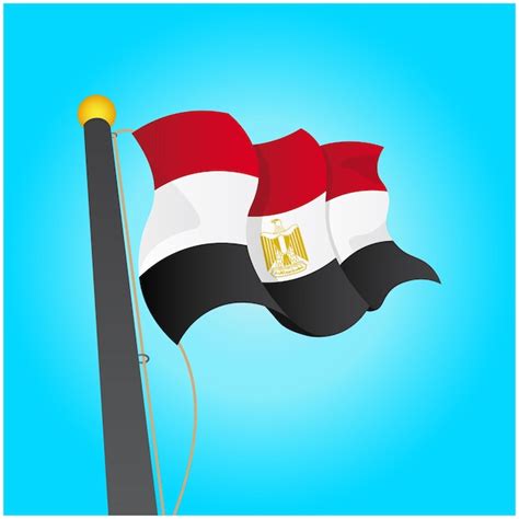 Premium Vector | Victor's drawing of the flag of egypt fluttering in the sky