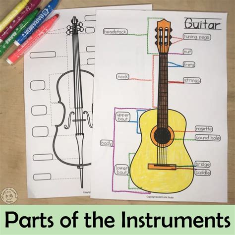 String Family Instruments Coloring Pages | Parts of the String Instru…