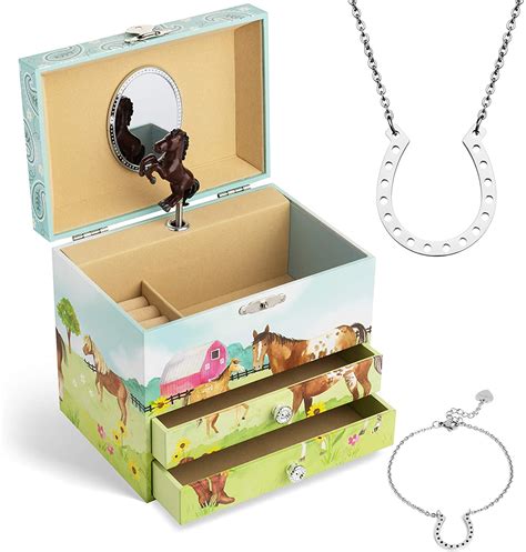 Jewelkeep - Jewelkeeper Horse Music Jewelry Box & Little Girls Jewelry Set - 3 Horse Gifts for ...