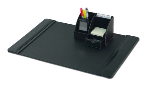 Black Leather 2-Piece Desktop Organizer Desk Set - Walmart.com