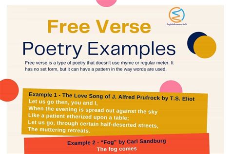 Free Verse Poetry Examples - EnglishGrammarSoft