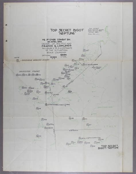 Lot - D-DAY 'TOP SECRET' MAP OF EUROPEAN GERMAN DEFENSES