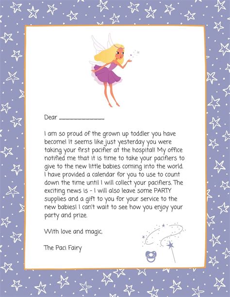 Paci Fairy Letter and Calendar - Etsy UK