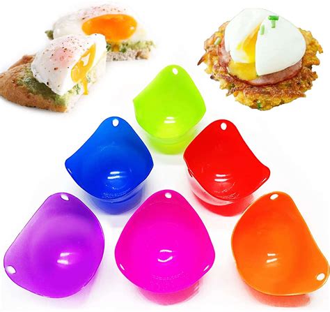 Silicone Egg Poacher Cups – 6 Pack BPA Free Poaching Pods – Microwave ...