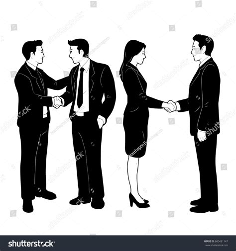 Business Handshake Black White Vector Set Stock Vector (Royalty Free ...