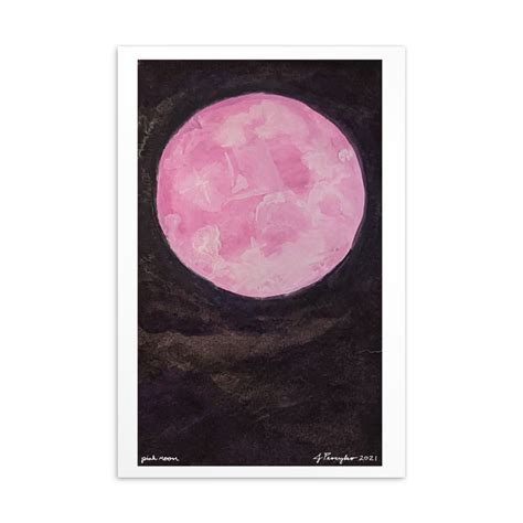 The Pink Moon Original Watercolor Print — for the April Full Moon – Owls&Indigo