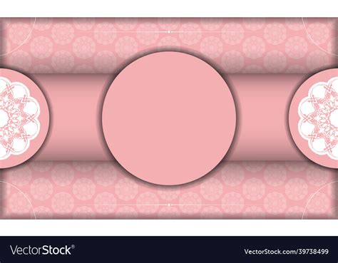 Pink banner template with vintage white pattern Vector Image