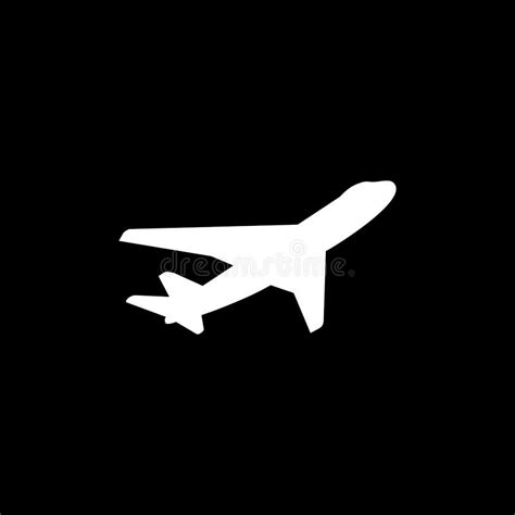 Airplane Flat Icon on Black Background. Black Style Vector Illustration ...