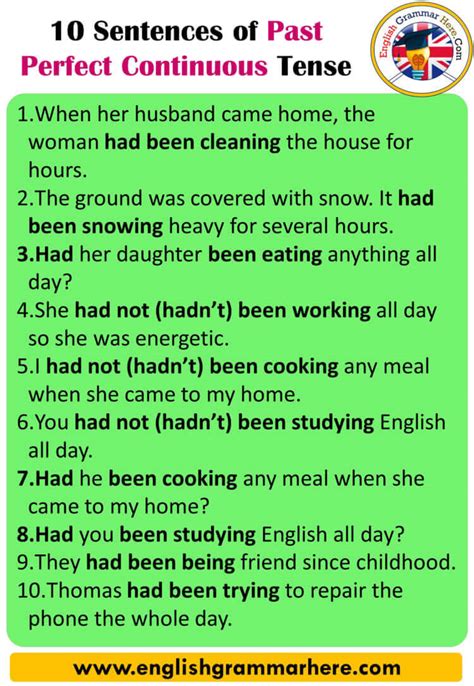 10 Sentences of Past Perfect Continuous Tense - English Grammar Here