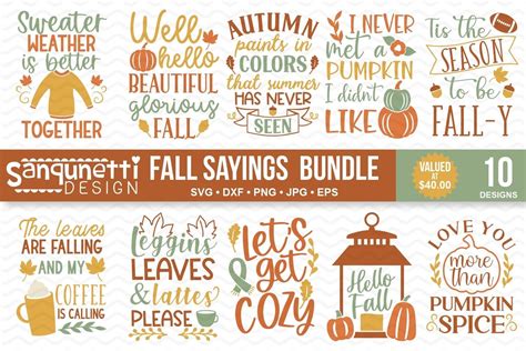 Fall Sayings and Quotes SVG Bundle Graphic by Sanqunetti Design · Creative Fabrica