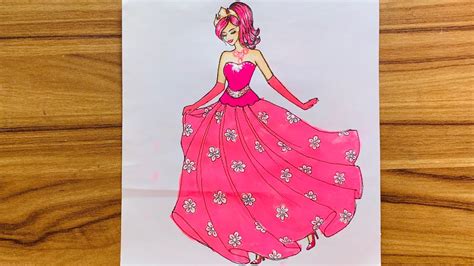 A beautiful barbie doll drawing tutorial | barbie princess drawing | how to draw a barbie doll ...