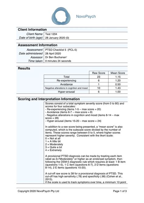 PTSD Checklist 5 (PCL-5) – NovoPsych