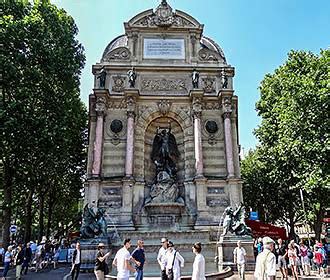 Fontaine Saint-Michel fountain in Paris France