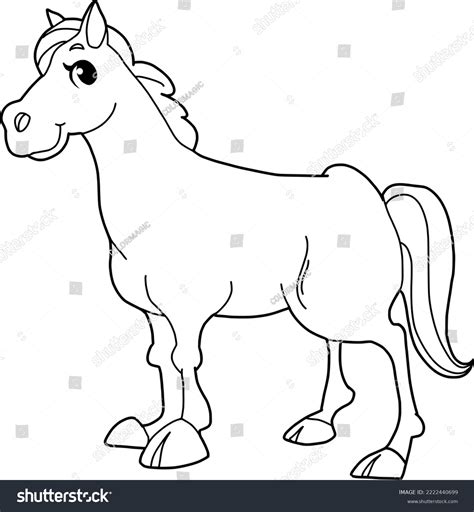 Horse Outline Coloring Page Isolated On Stock Vector (Royalty Free ...