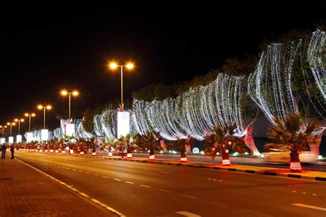 The Beautiful Lighted Street on 42nd National Day Celebration at Bahrain Editorial Image - Image ...