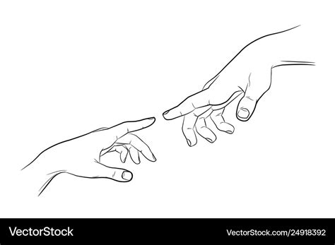 Sketch touching hands black and white Royalty Free Vector