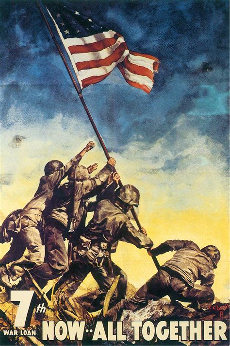 Buy - Now All Together Iwo Jima Vintage World War II Two WW2 WWII USA Propaganda - 24x36 Online ...