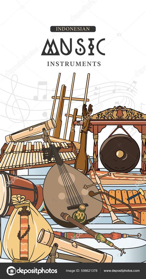 Indonesian Music Instruments Hand Drawn Vector Illustration Music Social Media Stock Vector ...