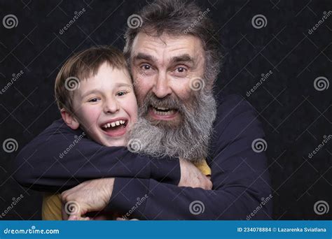 Portrait of a Happy Grandfather with a Beard Stock Photo - Image of ...