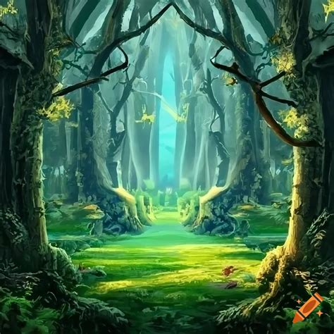 Beautiful fantasy forest, sunlight on Craiyon