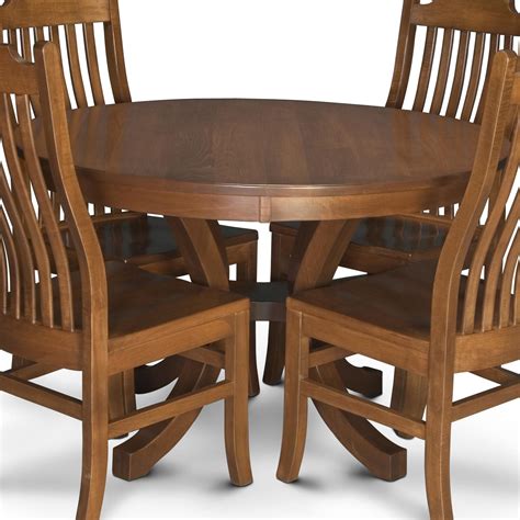 Simply Amish Loft Round Pedestal Table with 2 Leaves | Mueller ...