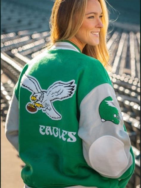 90s Eagles Letterman Jacket | Kely Kelce Green Eagle Jacket