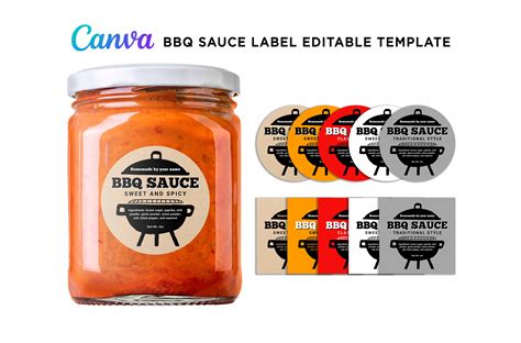 Printable BBQ Sauce Round Label Bbq Sauce Square Label DIY - Etsy