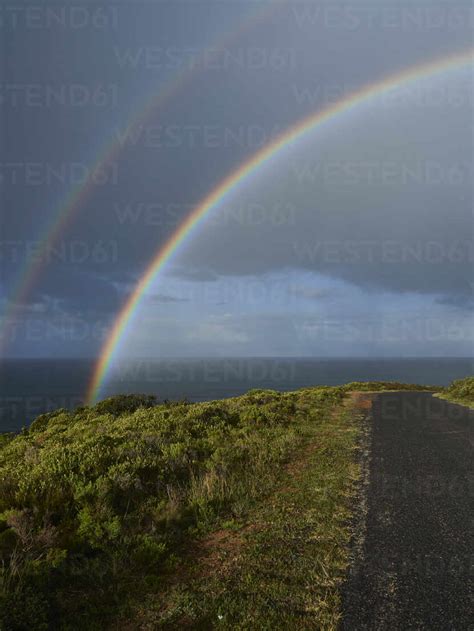 Double rainbow on the ocean. Cape of Good Hope, South Africa stock photo