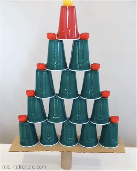 Christmas Tree Cup Stacking STEAM Challenge * ages 3+ ⋆ Raising Dragons