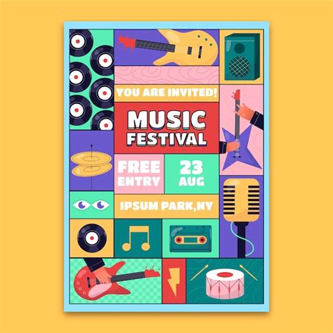 Free Vector | Music festival invitation template