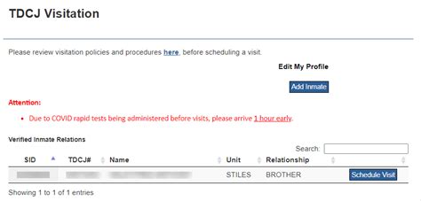 TDCJ Visitation Application Access Instructions