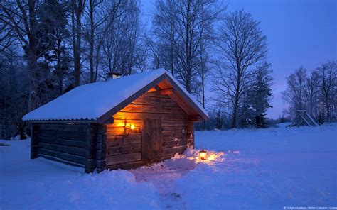 Download Snow Winter Man Made Cabin HD Wallpaper