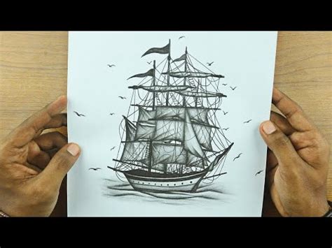 Sailing old Ship Drawing with Pencil Sketch | Sketching Video | Learn to Draw - YouTube