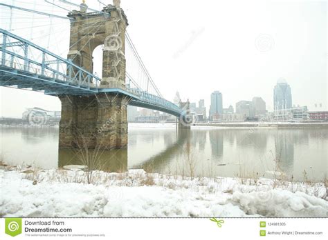 John a. Roebling Suspension Bridge in the Winter Snow in Cincin Editorial Image - Image of ohio ...