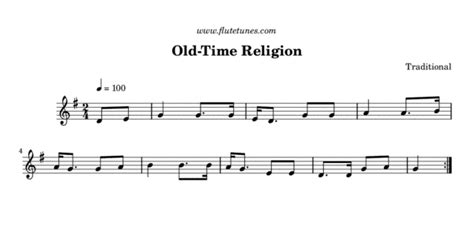 Old-Time Religion (Traditional) - Free Flute Sheet Music | flutetunes.com