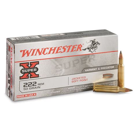 Winchester Super-X, .222 Remington, JSP, 50 Grain, 20 Rounds - 13974, .222 Remington Ammo at ...