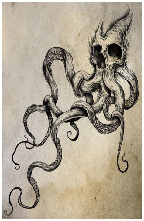 Art Print, Skull Octopus Original Art Print, Tentacles Tattoo Art Print | eBay