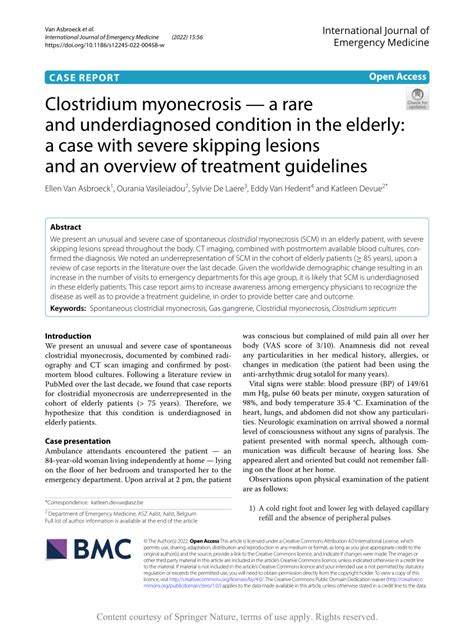 (PDF) Clostridium myonecrosis — a rare and underdiagnosed condition in the elderly: a case with ...