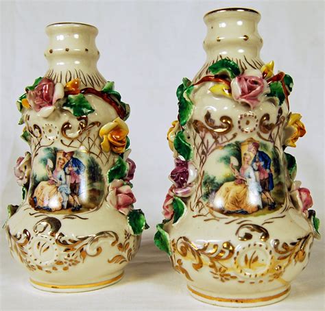 Beautiful Pair of Ornate Old Porcelain Vases For Sale | Antiques.com ...