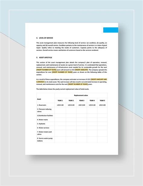 Simple Asset Management Plan Template in Word, Pages, Google Docs ...