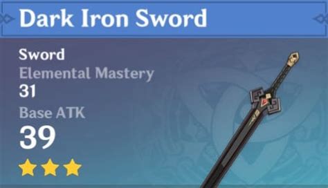 Dark Iron Sword - Stats, Passive, and Materials - Genshin DB