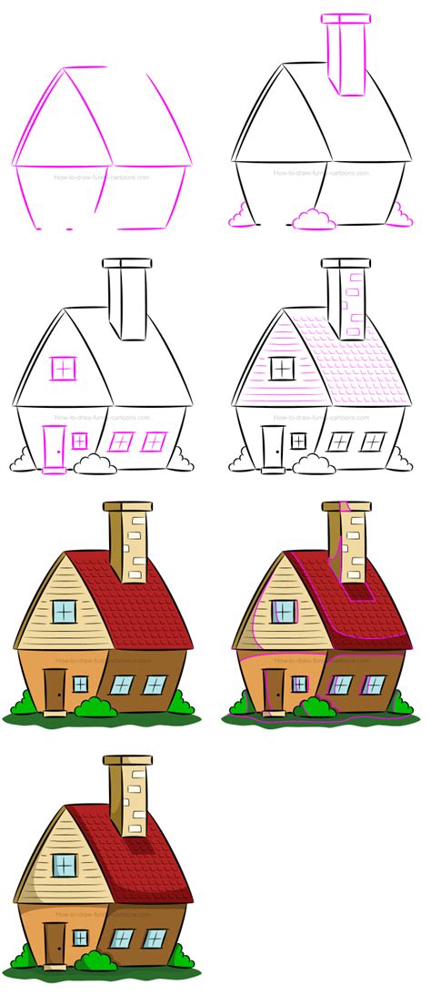 Simple House Drawing For Kids Step By Step - Goimages Ily