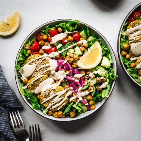 Mediterranean Salad with Falafel & Sumac Tahini - Crowded Kitchen