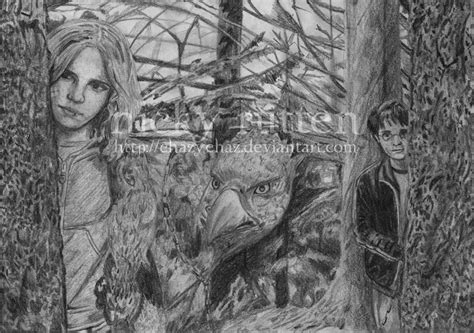 Hermione, Buckbeak and Harry by ChazyChaz on DeviantArt