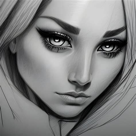Pencil Sketch, only eyes, seductive, woman - Arthub.ai